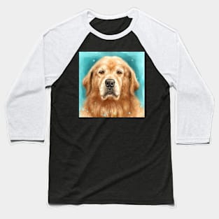 Painting of a Gorgeous Golden Retriever on Light Blue Background Baseball T-Shirt